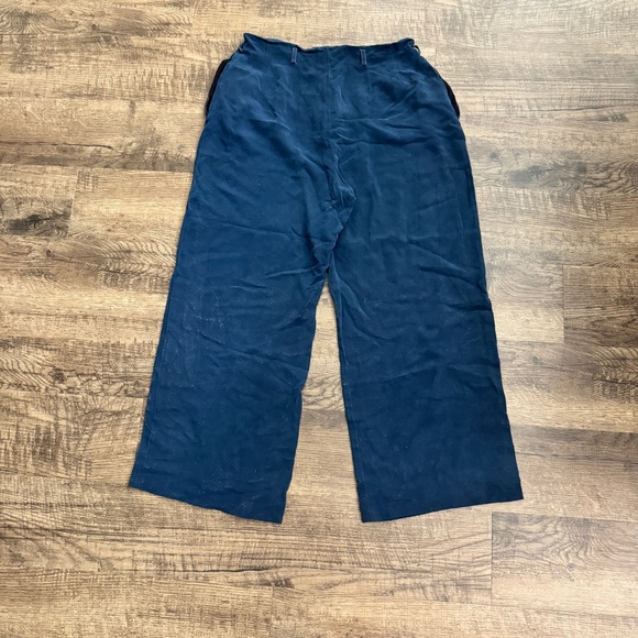 Blue Wide-Leg Silk Pants - Picture 2 of 4